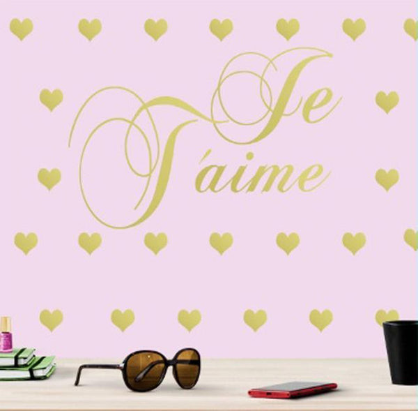 Je T'aime Hearts Wall Decals - Kids Room Mural Wall Decals