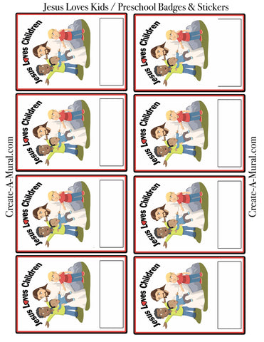 Jesus Loves Kids Name Tags & Stickers Template -Free Download PDF - Kids Room Mural Wall Decals