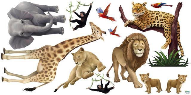 Jungle Animals Kids Mural Decals - Kids Room Mural Wall Decals