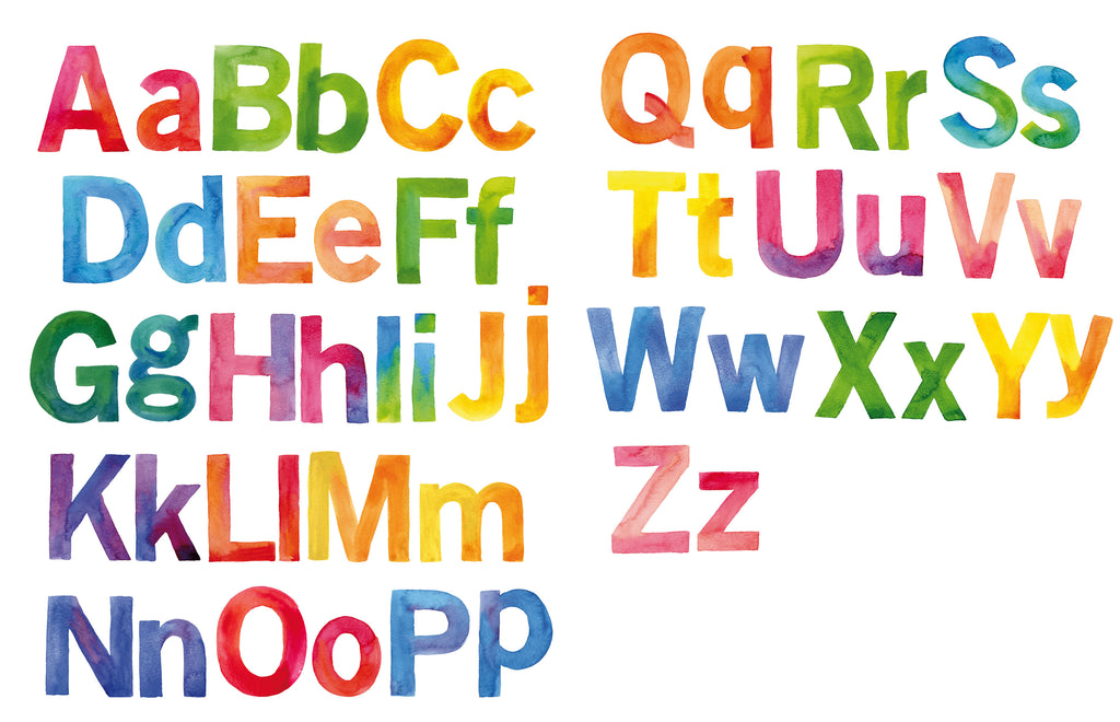 Alphabet Letters Watercolor Wall Decals