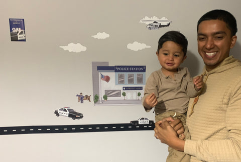 Police Station w/ Cars Wall Decals