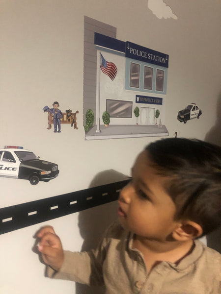 Police Station w/ Cars Wall Decals
