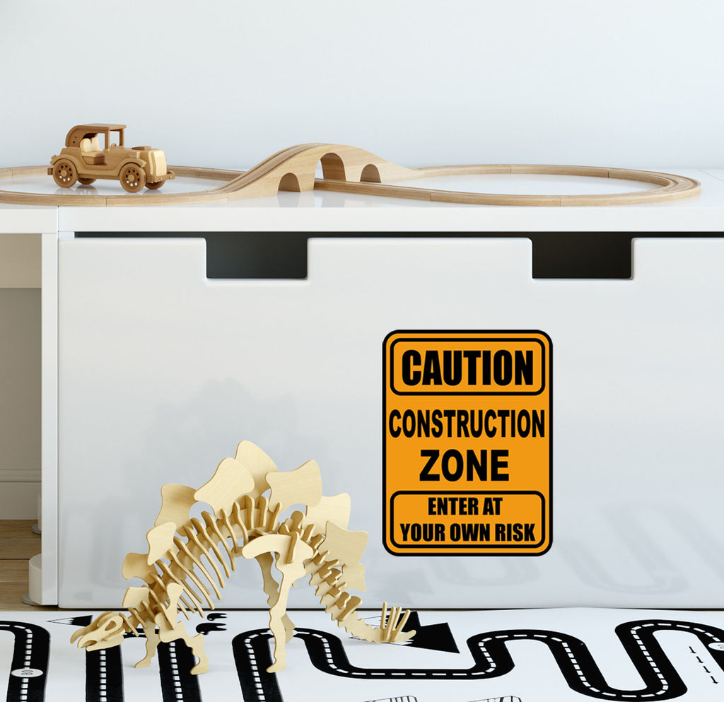 Construction Zone Sign Boys Room Decal - Kids Room Mural Wall Decals