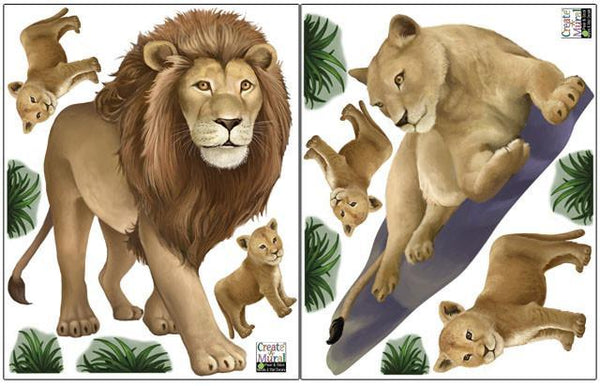 Lion Family Wall Decals for Kids Rooms - Kids Room Mural Wall Decals