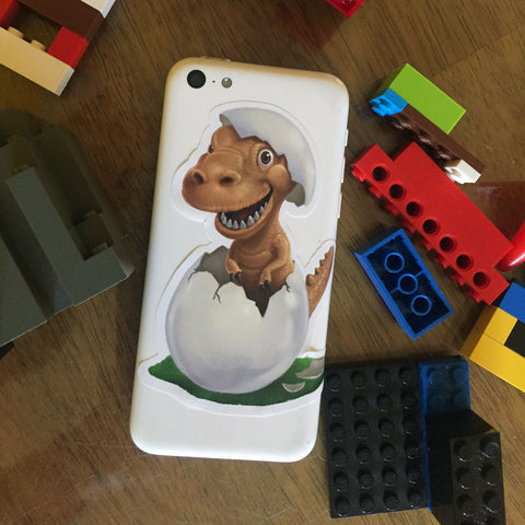 Sticker for Kids, Cute Dinosaur Cell Phone ~ Best Decal for Smart Phone, Tablet or Water Bottle 4" - Kids Room Mural Wall Decals