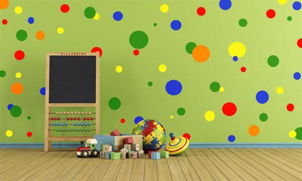 Fun Rainbow Polka Dot Wall Stickers (126 dots) - Create-A-Mural