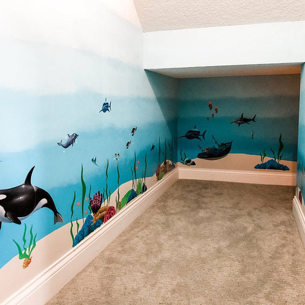 Ocean Mural -Kids Peel and Stick Undersea Wall Mural - Create-A-Mural