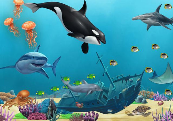Ocean Mural -Kids Peel and Stick Undersea Wall Mural - Create-A-Mural