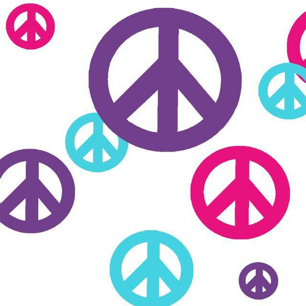 Peace Sign Wall Stickers -Hot Pink, Purple & Teal - Create-A-Mural