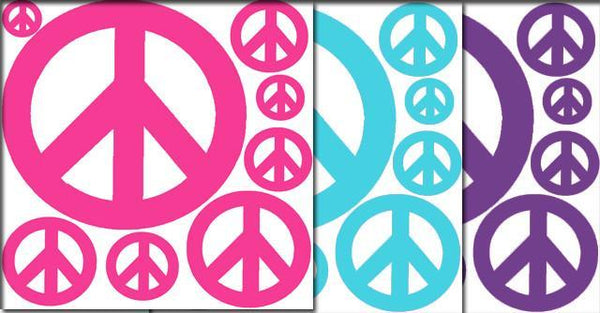 Peace Sign Wall Stickers -Hot Pink, Purple & Teal - Create-A-Mural