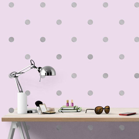 Silver Wall Dot Decals - Kids Room Mural Wall Decals