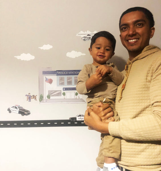 Police Station w/ Cars Wall Decals