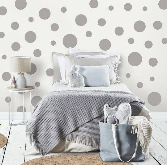 Grey Polka Dot Wall Stickers (63) Wall Dot Decals - Create-A-Mural