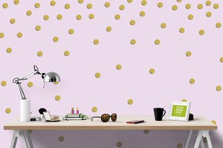 Gold Polka Dot Wall Stickers (100 decals) - Kids Room Mural Wall Decals