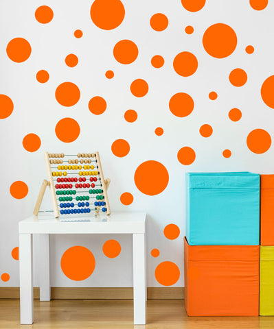 Polka Dot Decals-  Orange Wall Stickers - Create-A-Mural