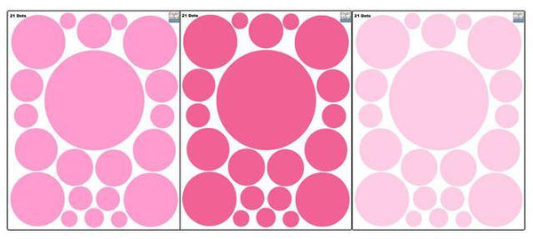 Polka Dot Decals- Three Pinks Wall Stickers - Create-A-Mural