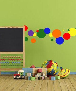 Fun Rainbow Polka Dot Wall Stickers (126 dots) - Create-A-Mural