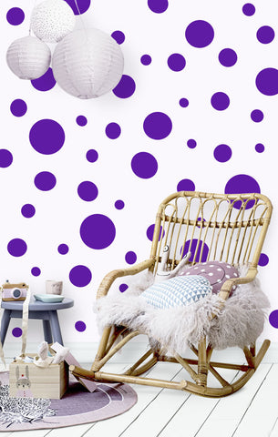 Polka Dot Wall Decals (63) Purple Wall Dots - Create-A-Mural