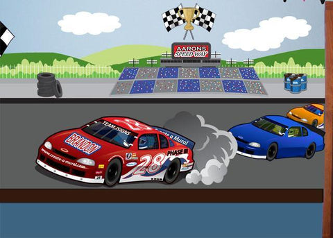Race Car Speedway Mural Small - Create-A-Mural