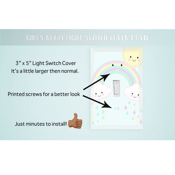 Smiley Rainbow Kids Room Light Switch Cover