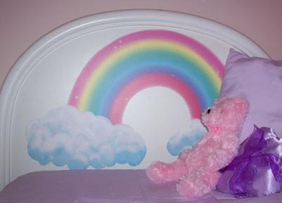 Girls Room Rainbow Mural - Kids Room Mural Wall Decals