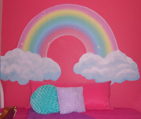 Girls Room Rainbow Mural - Kids Room Mural Wall Decals