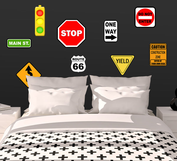 Road Signs Wall Decals, Boys Street Wall Stickers - Create-A-Mural