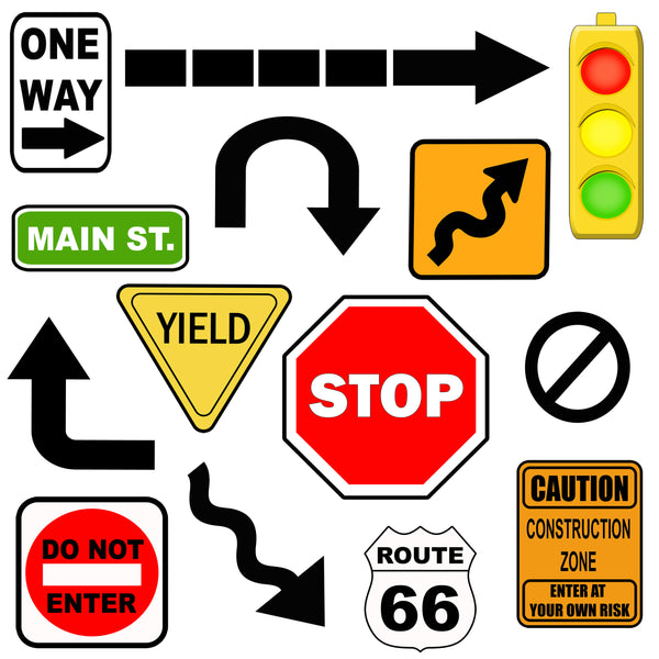Traffic Road Sign Room Decor Kit