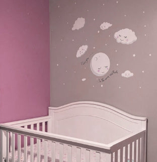 Love You To The Moon and Back Stars, Cloud Baby Nursery Room Wall Decals - Kids Room Mural Wall Decals