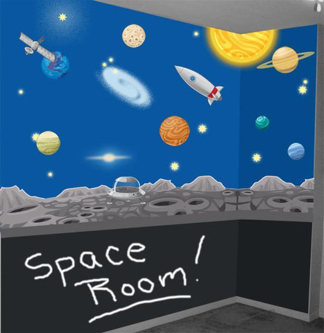 Space Adventures Mural - Kids Room Mural Wall Decals