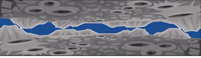 Space Crater Border Mural Piece - Kids Room Mural Wall Decals