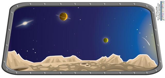 Space Window Mural - Kids Room Mural Wall Decals