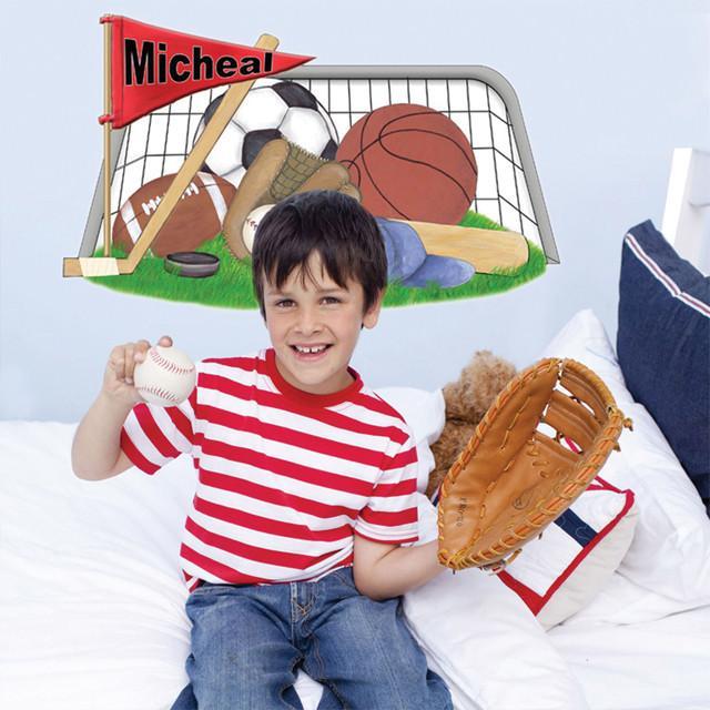 Sports Mural - Personalized - Kids Room Mural Wall Decals