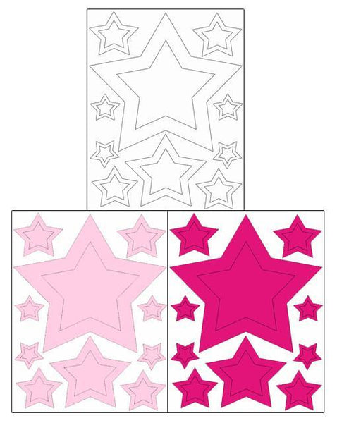 Stars Pink Hot Pink White Wall Stickers - Create-A-Mural