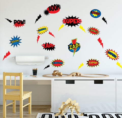 Superhero Comic Words Decor Wall Decals - Kids Room Mural Wall Decals