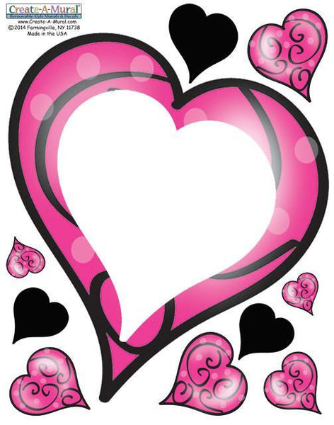 Swirly Dry Erase Heart Wall Decal - Kids Room Mural Wall Decals