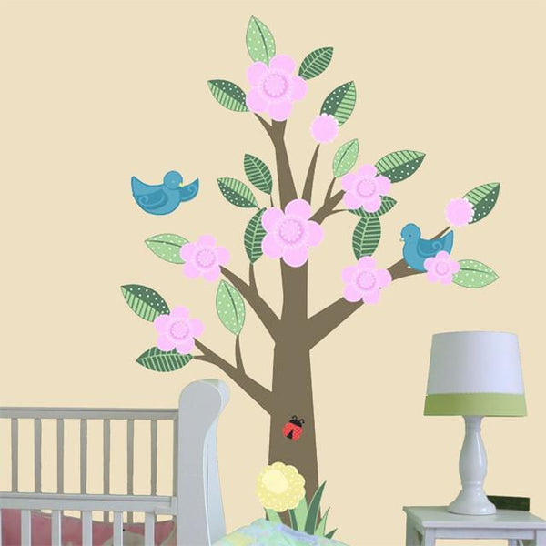 Nursery Tree with Blossoms Mural - Kids Room Mural Wall Decals