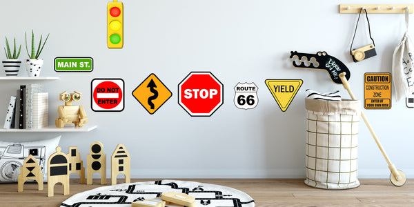 Road Signs Wall Decals, Boys Street Wall Stickers - Create-A-Mural