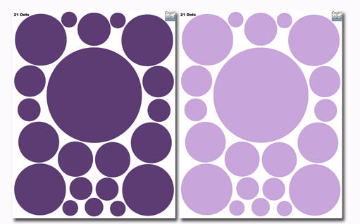 Polka Dot Wall Stickers -Lt. & Dk. Purple Wall Dot Decals - Kids Room Mural Wall Decals