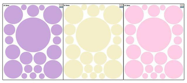 Polka Dot Decals- Pink, Soft Yellow & Lavendar Appliques' - Create-A-Mural