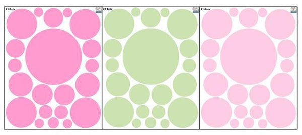 Wall Dots Decals -2 Pinks & Sage Green - Create-A-Mural