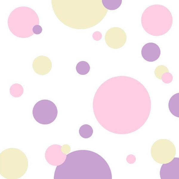 Polka Dot Decals- Pink, Soft Yellow & Lavendar Appliques' - Create-A-Mural