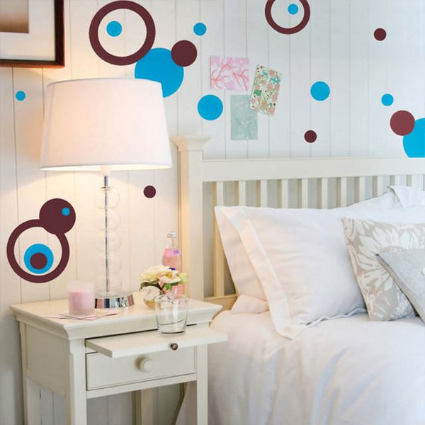 Fun Circle Rings & Dot Decals -Brown/Teal - Create-A-Mural