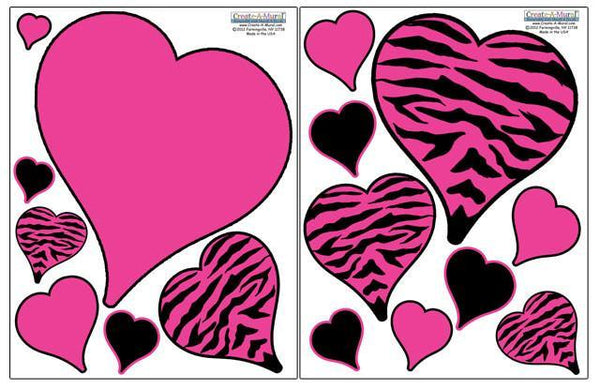Zebra Hearts Wall Decals - Kids Room Mural Wall Decals