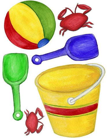 Beach Ball Pail & Shovel Wall Stickers -Kids Wall Decals - Create-A-Mural