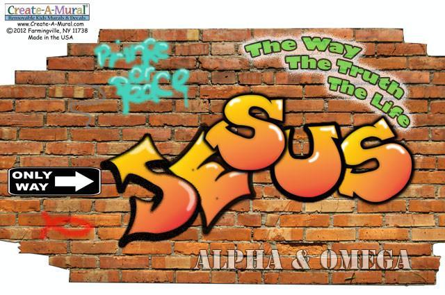 Jesus Graffiti Brickwall Mural - Create-A-Mural