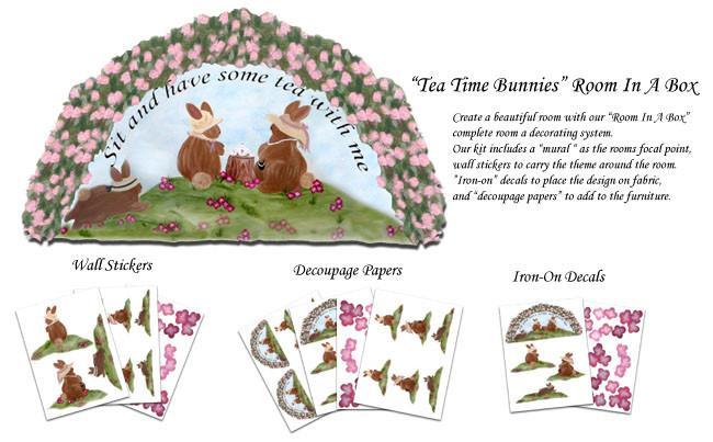 Tea Time Bunnies Room In A Box - Create-A-Mural