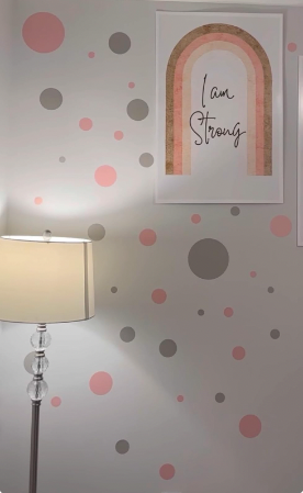 Pink and Grey Polka Dot Wall Decals