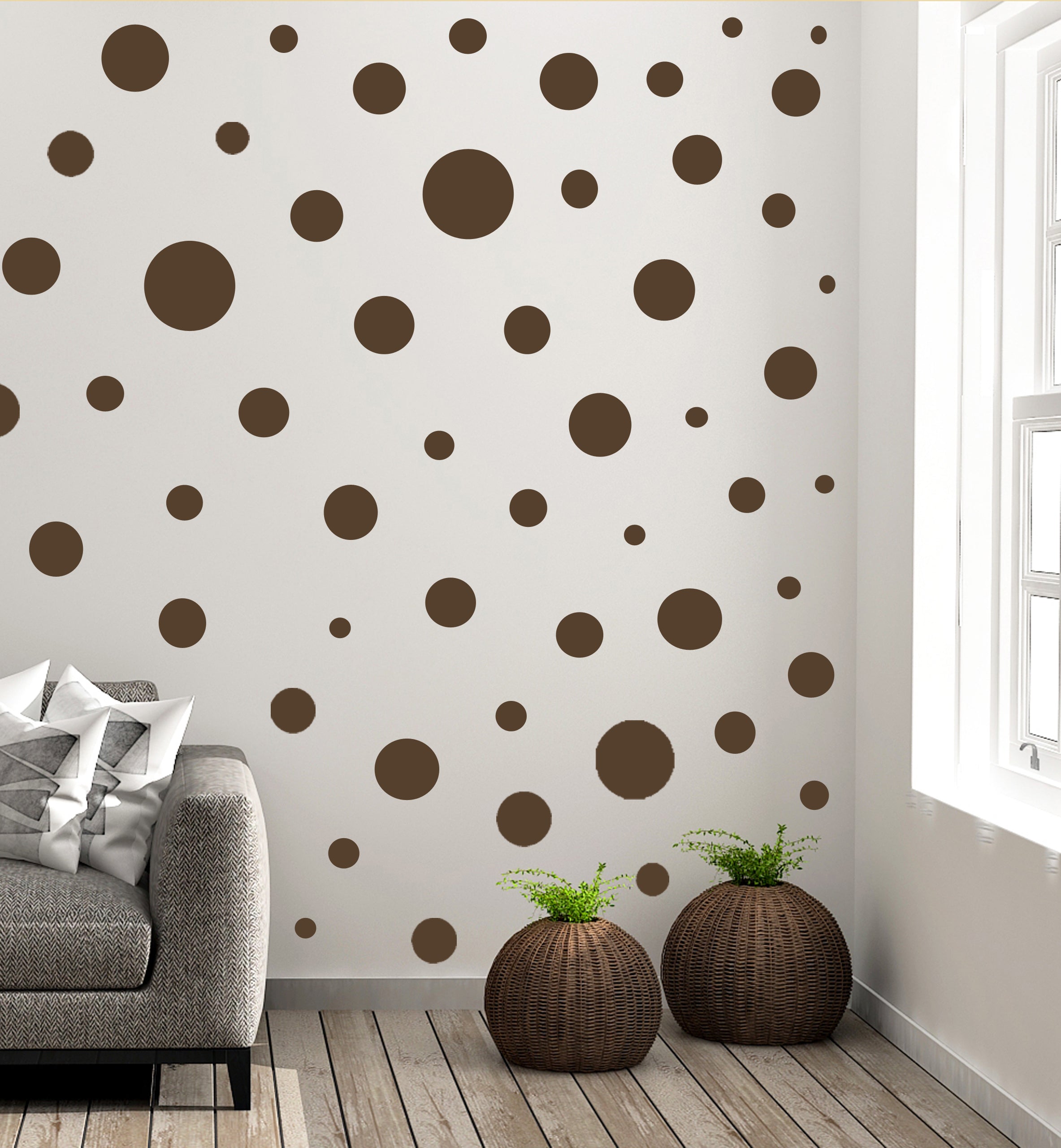 Brown Polka Dot Wall Decals (63) Dot Wall Decor Stickers CreateAMural