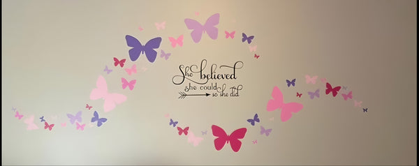 Butterfly Wall Decals -Pink, Lilac, Purple